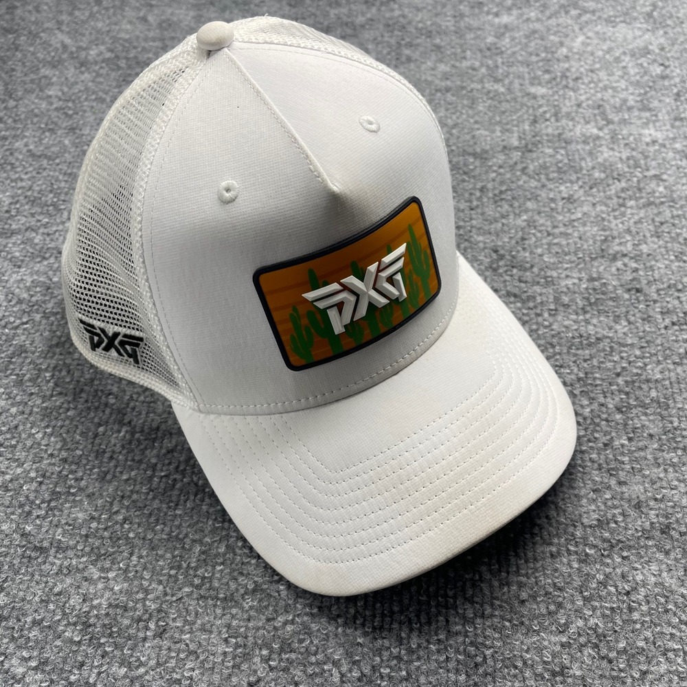 PXG Parsons Xtreme Golf White Trucker Hat Cactus Patch Snapback Mesh Cap